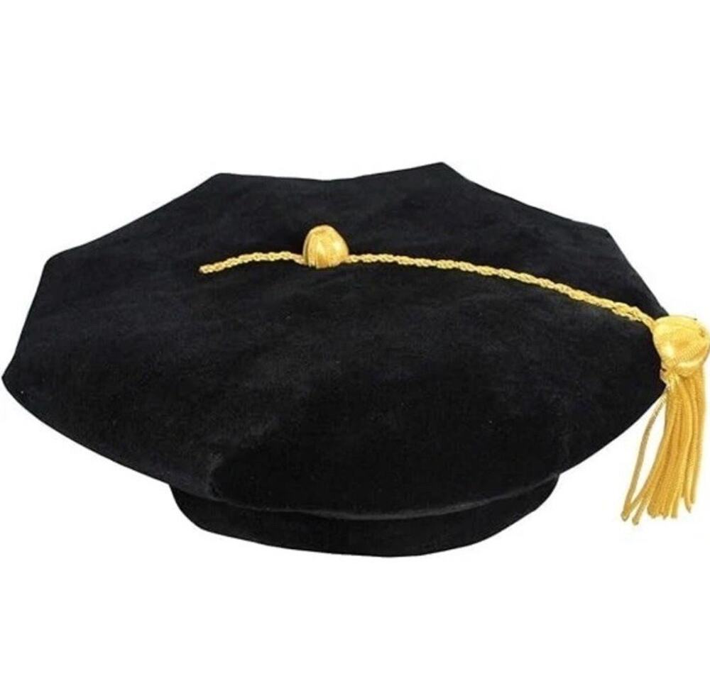 Graduation Tam Doctoral Tam Doctoral Regalia 8 Sided with Gold Bullion Tassel